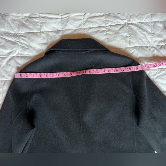 Theory Wool Cashmere Black Long Trench Overcoat Classic Timeless Luxury - Large - Picture 11 of 11